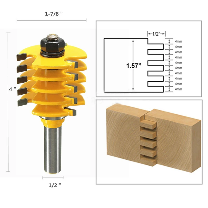 

1 x 1/2" Shank Adjustable Box & Finger Joint Router Bit Woodworking Cutter Tool