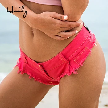 

HMILY Micro Short Jeans Feminino Mini Short Sexy Femme Denim Shorts Female with Low Waist 2019 Summer Thong Jeans for Women