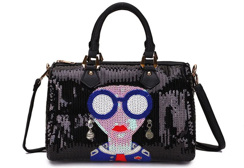 Роскошная модная пикантная дизайнерская сумка с блестками в форме Бостона, женская сумка из искусственной кожи, сумка на плечо, женская сумка-Болза-мессенджер