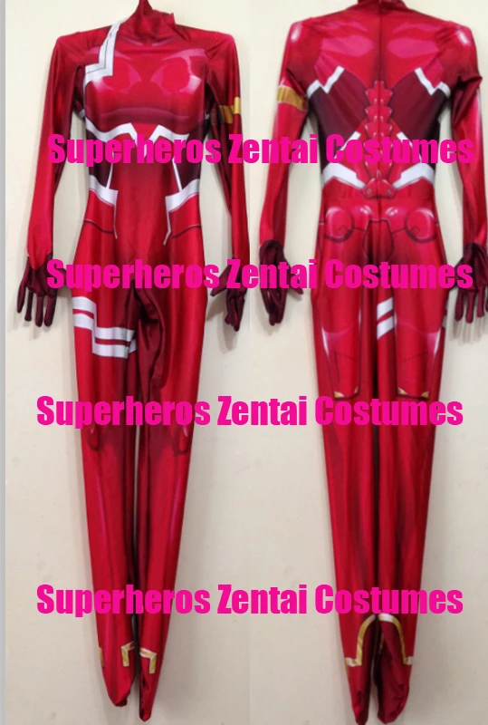 Костюм для косплея Zero Two DARLING in the FRANXX с 3d принтом из японского аниме 02 Zentai боди