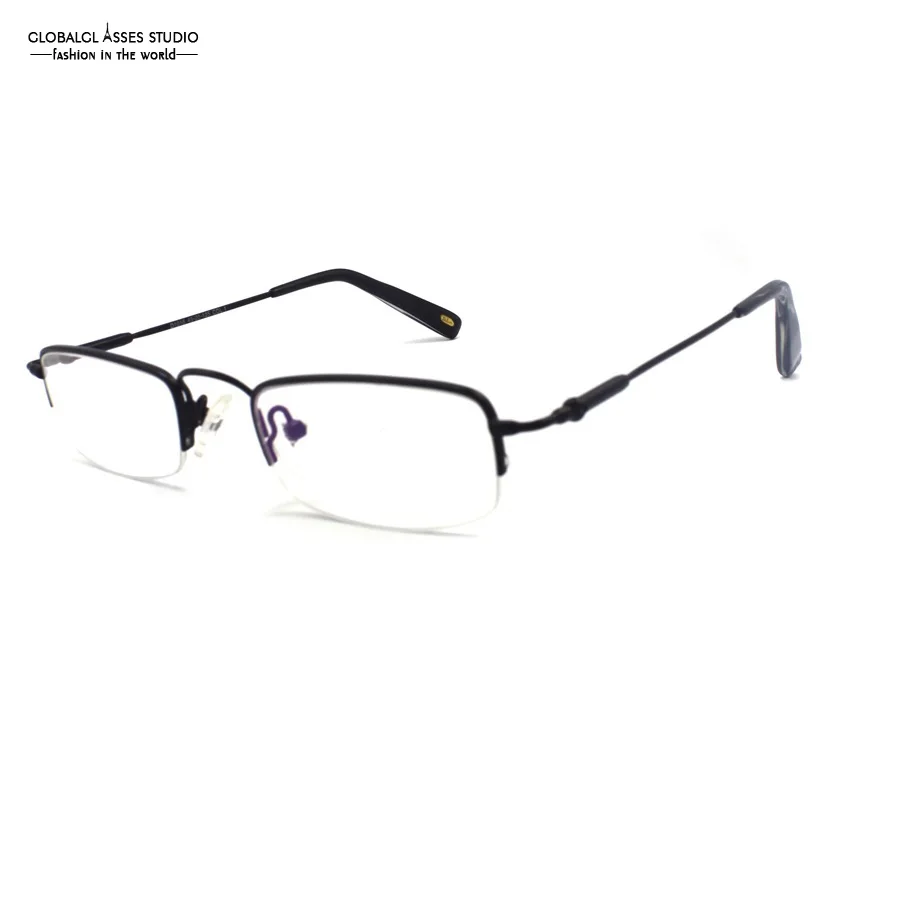 

Smart Half Rim Slim Metal Eyeglasses Men Matt Black Flexible Memory Frame High Quality Prescription Optical Glasses D1016 C1