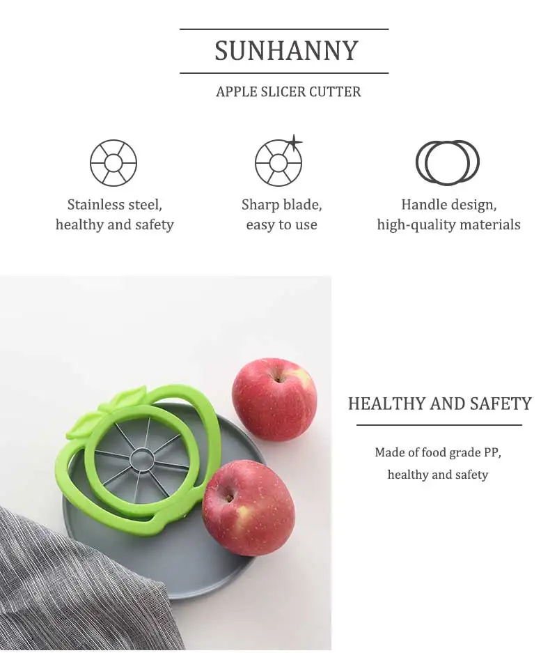 Sunhanny Apple Cutter Slicer Stainless Steel Corer Cutter Remover Pear Divider Fruit Vegetable Tools Kitchen Accessories Cut Pee
