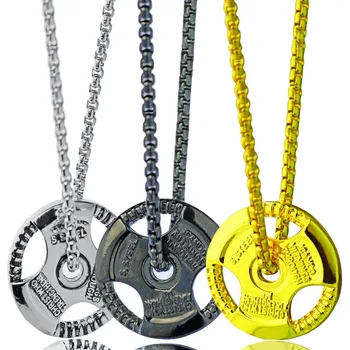 

Train Hard or Go Home Weight Plate Pendant Barbell Dumbbell Stainless Steel Weightlifting Fitness Crossfit Gym Necklace 2017 New