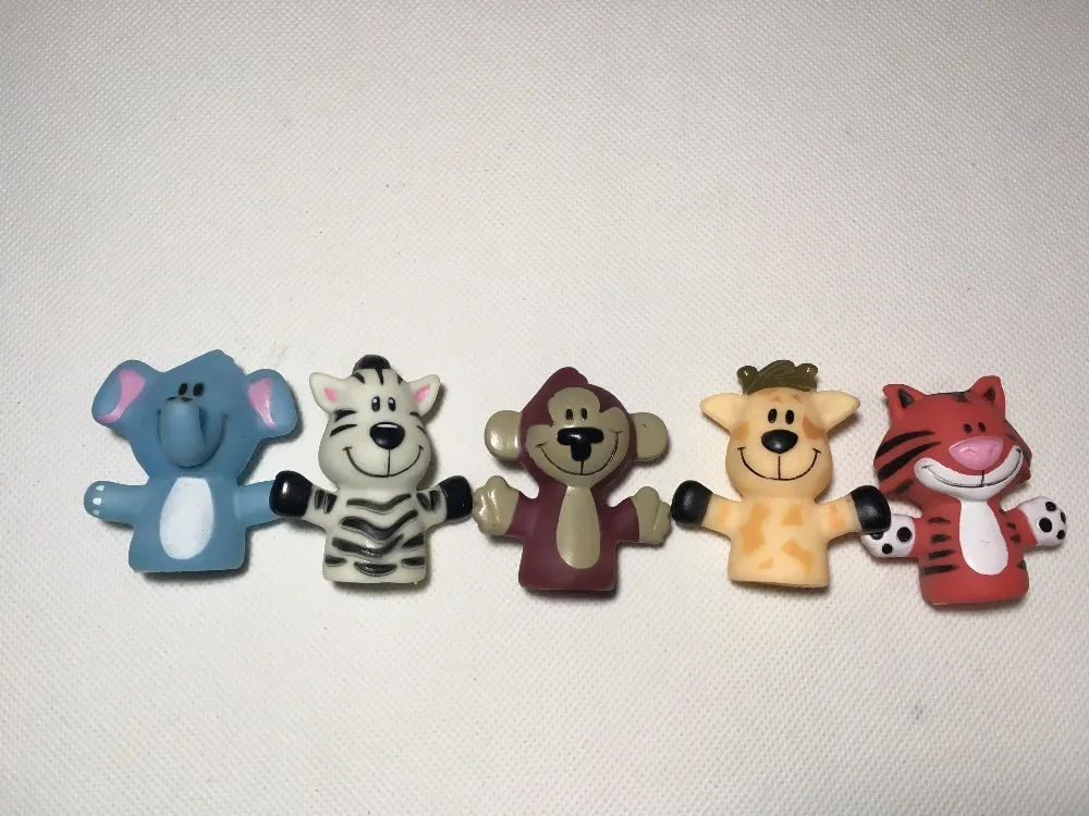 12pcs/lot Plastic Finger Animal Puppet PVC Cute Animal Finger Puppet