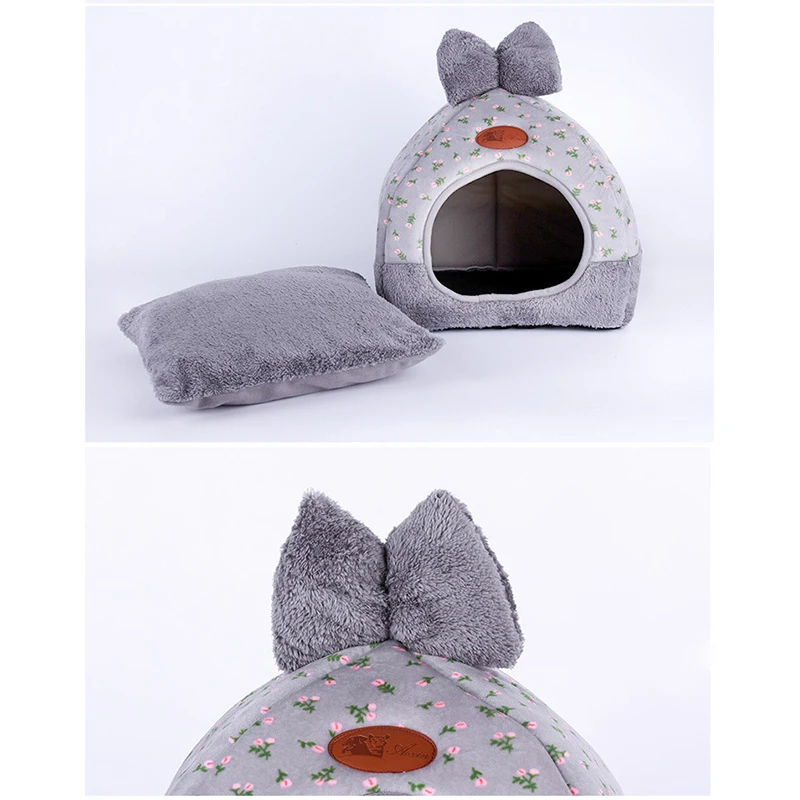 Домик для маленькой собаки Питомник Кровать Коврик Кошка Одеяло Палатка для животных раскладывающаяся, чтобы быть утолщенным зимним питомцем матрац для кровати фланелевая ткань теплая