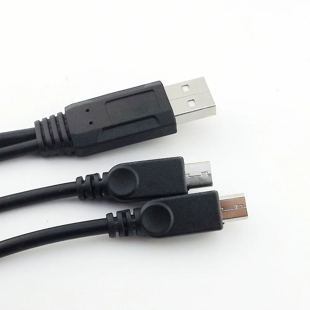 1х USB 2,0 A штекер в двойной USB Micro штекер Y разветвитель данных разъем зарядного устройства кабель-адаптер Шнур 30 см/1 фут