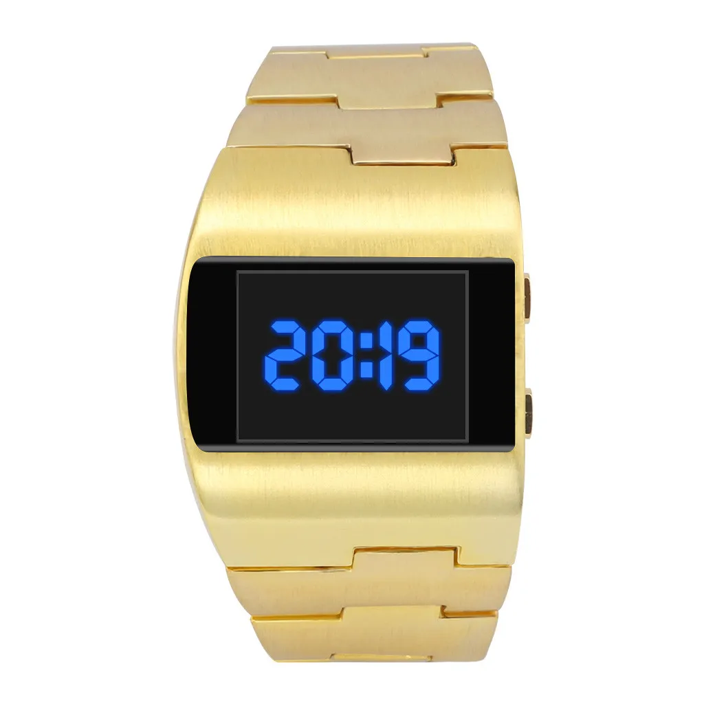 GEMIXI крутые модные красивые широкий циферблат стальной ремень монохромные цифровые электронные наручные часы оптом Apr17p30 - Цвет: A