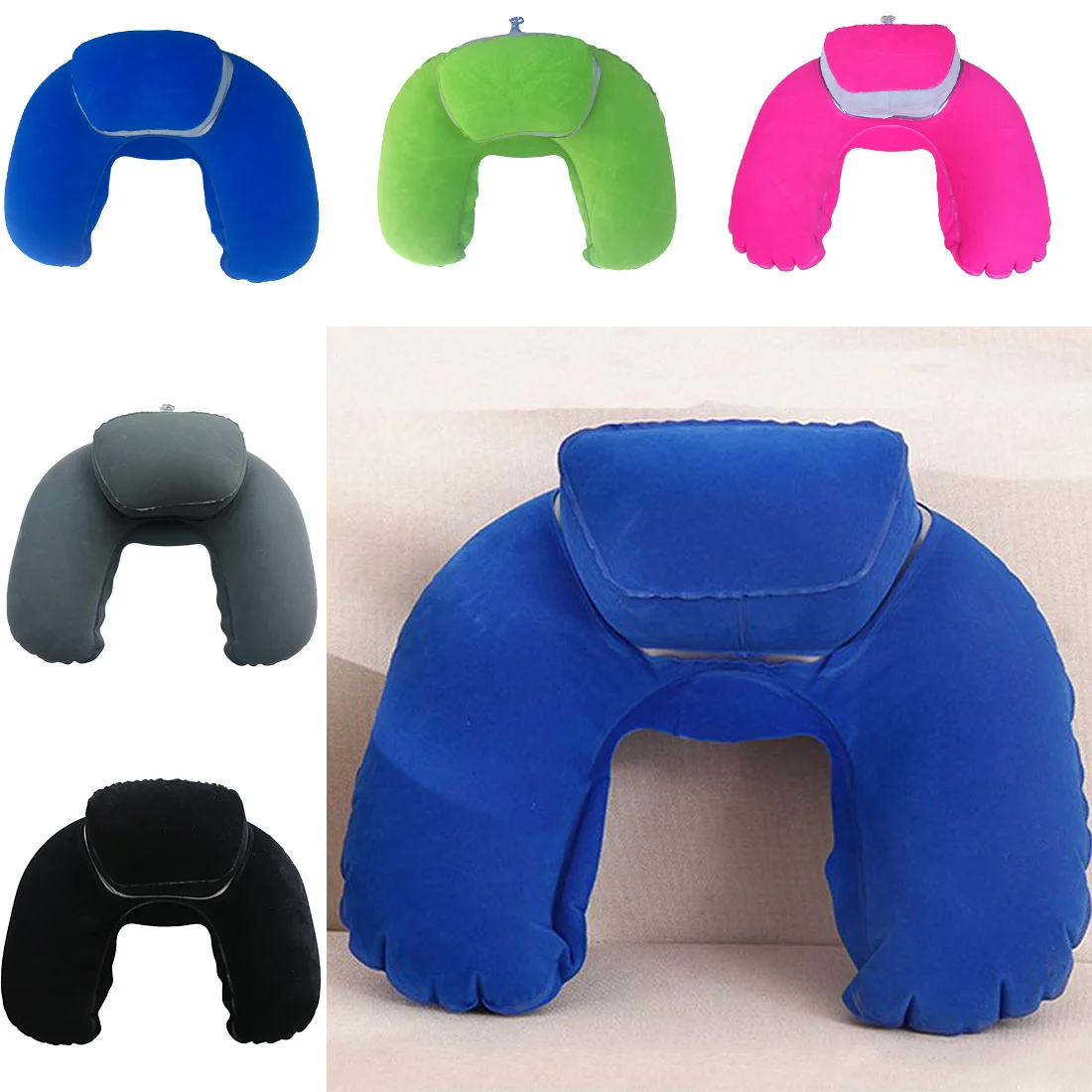 

1pcs Comfortable Portable InflatableTravel Air Pillows Neck Pillow U Shape PVC Blow Up Neck Comfortable Cushion
