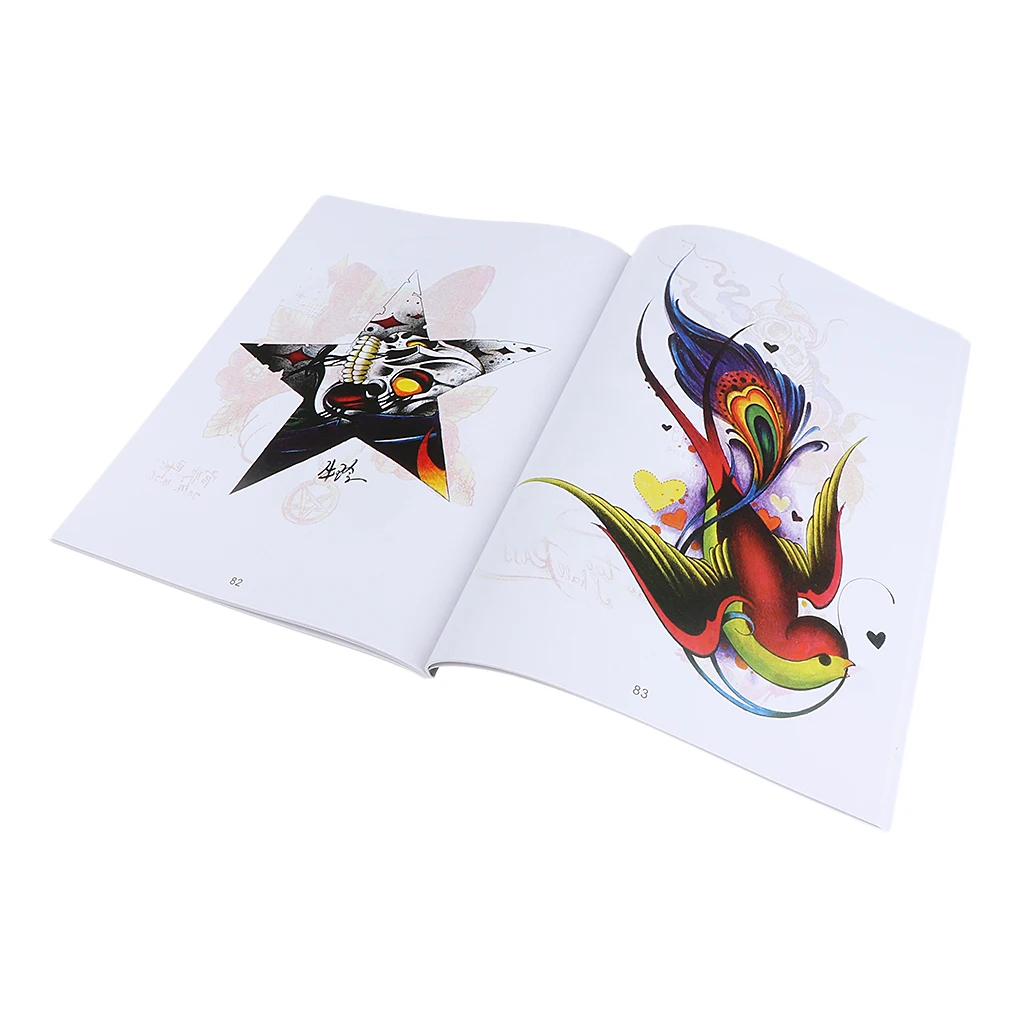 108 Pages Gorgeous Tattoo Art Designs Flash Manuscript Sketch Line Book Dragon Figures Skull Birds Flowers Butterfly Patterns
