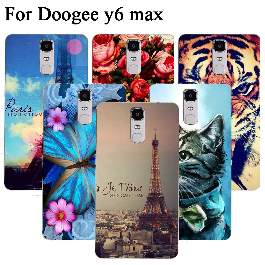 

Painting flower owl and Eiffel Towers Patterns design Cover Case For Doogee Y6 Max 6.5'' phone protect cover For Doogee Y6 Max