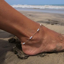 Summer jewelry Acrylic Beads Silver Chain Anklet Foot Jewelry for women JK039