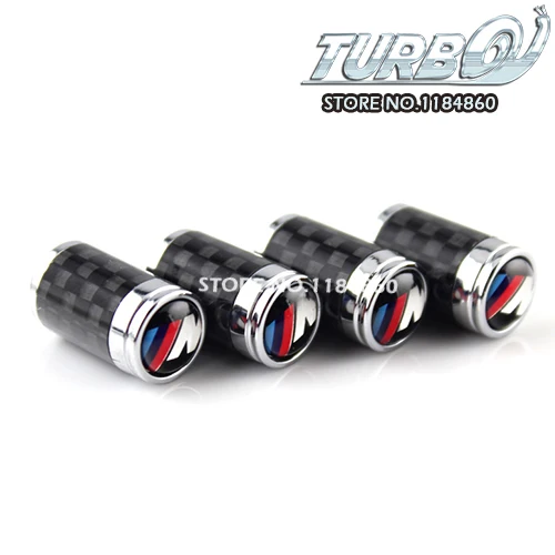 4PCS/set CARBON FIBER Text Car Tire Valve Stem Cap Dust proof Cover For