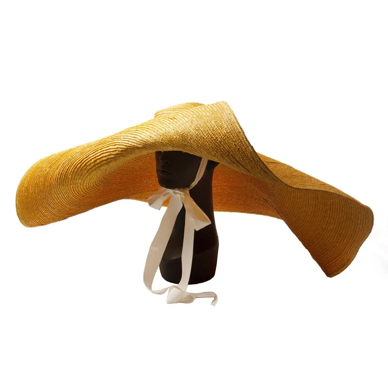 01901-HH7317 дизайн 40 см соломенная шляпа ручной работы с большими полями женская пляжная шляпа для отдыха и отдыха