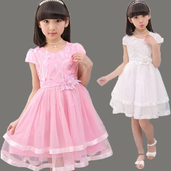 Fashion Teenage Girls Lace Dresses Summer Kids Dresses For Girls Clothes Fashion Girl Embroidery Princess Birthday Party Dress 1