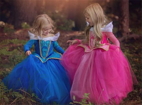 Рождественский подарок, сказочное бальное платье принцессы Спящей красавицы Авроры для девочек, маскарадный костюм на Хэллоуин, детская вечеринка