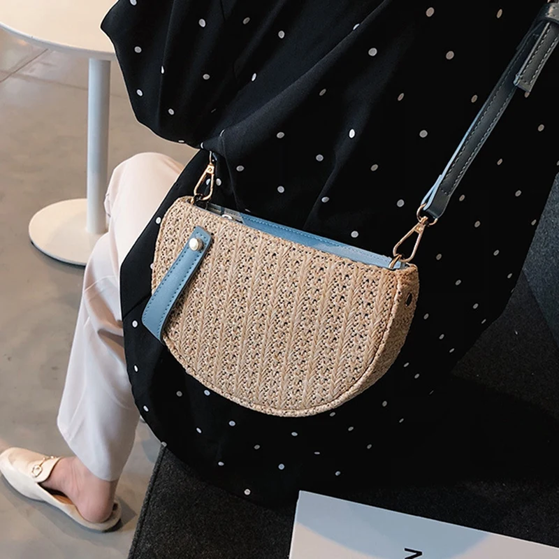 

BEAU-Beach Crossbody Bag Lady Fringe Crochet Straw Handbag Handmade Japanese Clutch Knitting Woven Bohemian Summer