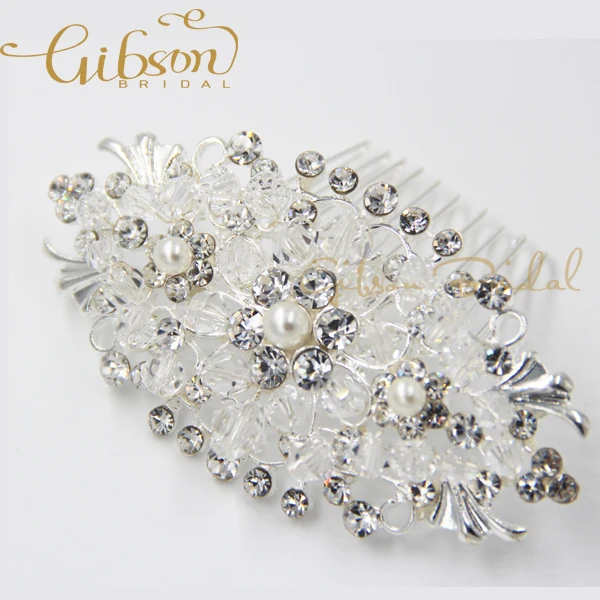 

Free Shipping Silver Plating Rhinstone And Crystal Wedding Hair Comb For Brides