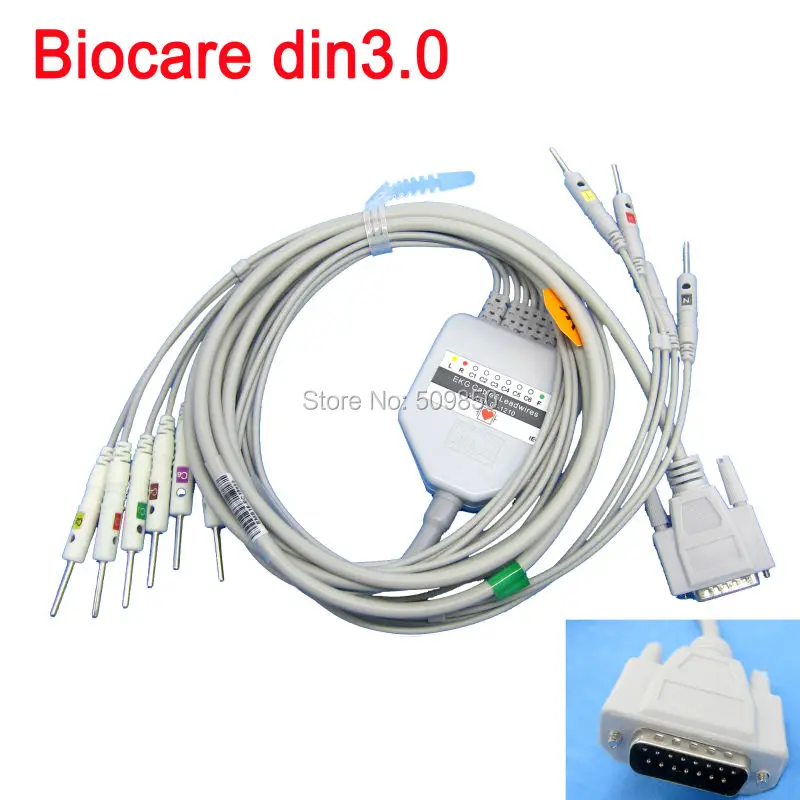 Biocare ECG-101/101 г/300/300 г/1200/9803 Бионет cardiocare 2000,10 К ЭКГ кабель 10 ЭКГ кабель DIN 3.0 на терминал