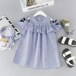 5a100 оборками полосой подростков онлайн детские платья для ребенка Обувь для девочек Летняя хлопковая детская одежда Детская одежда, оптом