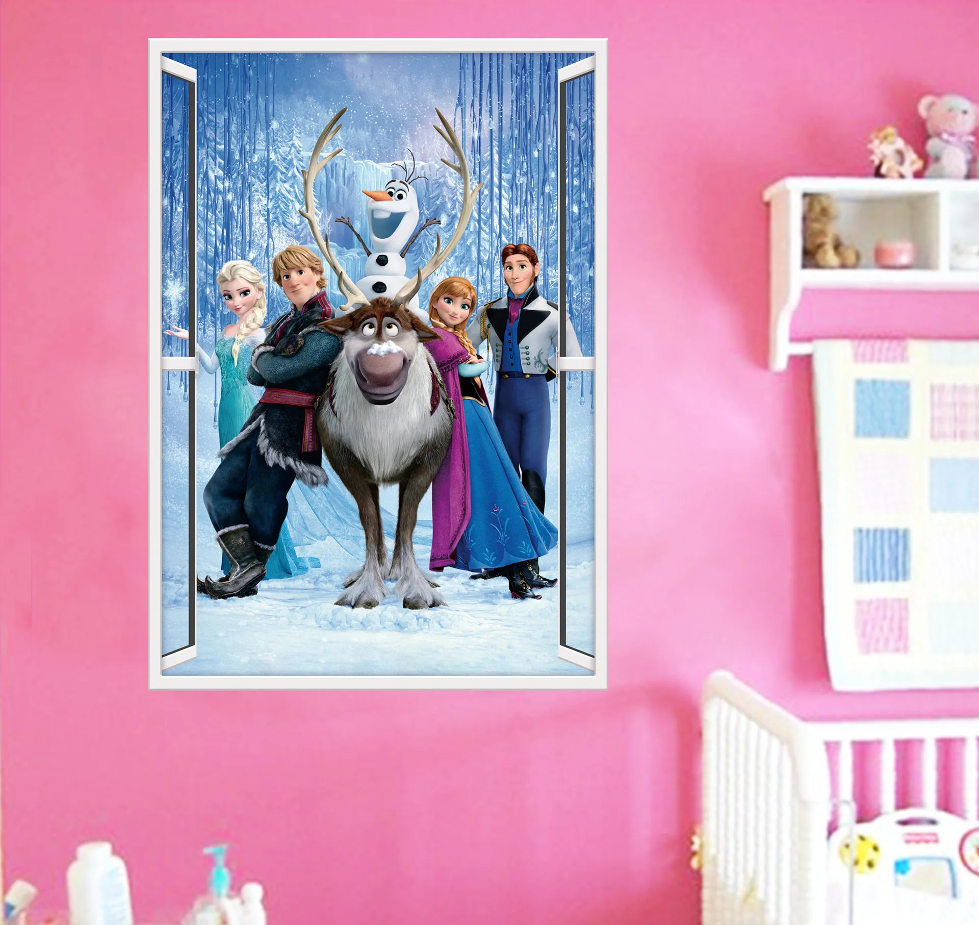 Disney 1419 новая зимняя Романтика детского сада Детская комната мода Спальня съемный Наклейки