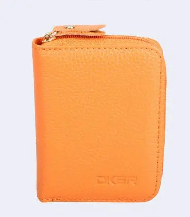 DKER портмоне из натуральной кожи для женщин и мужчин, маленький кошелек на молнии, Короткие Кошельки для монет, брендовый мини кошелек - Цвет: orange coin wallet