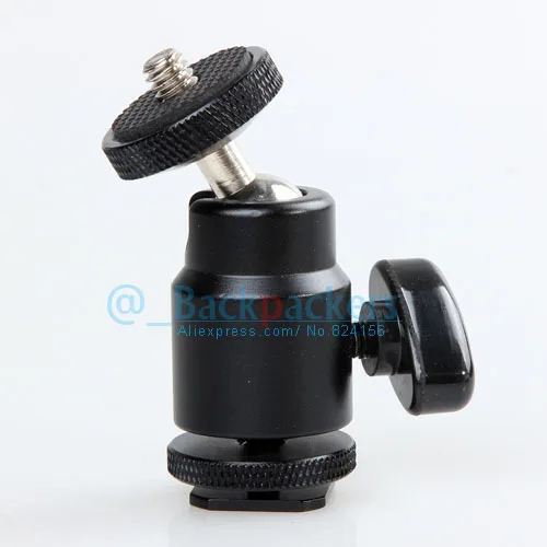 Camera Mini Tripod Ball Head ballhead Hot shoe to 1/4 Screw mount for flash light stand