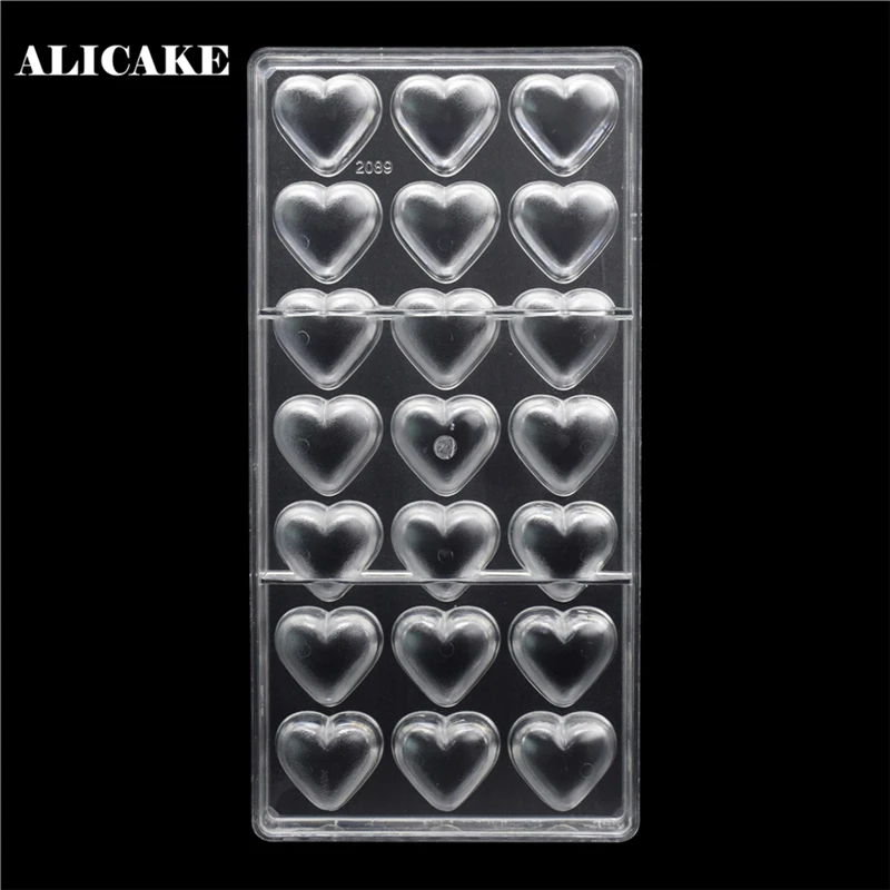 3D Chocolate Candy Bar Molds Forms Polycarbonate Heart Shape Tray Baking Pastry Bakery Tools Plastic for Chocolate Candy Mould