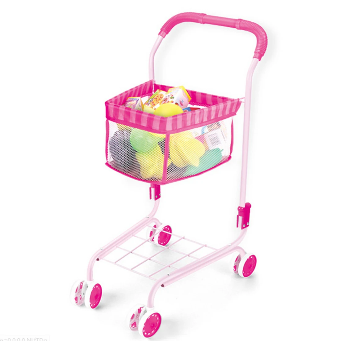

Mini Supermarket Cart Simulation Shopping Trolley with Fruits and Foods Toys for Kids