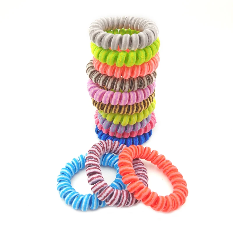

3Pcs/Lot Striped Cloth Wrap Random Color Telephone Wire Line Rubber Band Elastic Hairband Hair Rope Scrunchy Headbands Gum 5.5CM