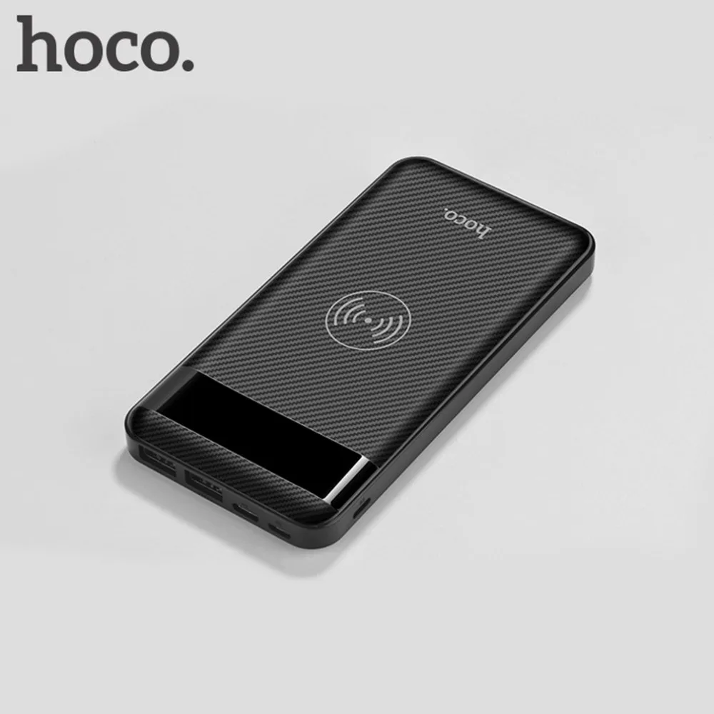 HOCO power bank 10000 мАч, портативное зарядное устройство для быстрой зарядки, двойной USB, беспроводное зарядное устройство для мобильного телефона, внешний аккумулятор