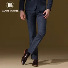 Dandy Homme High Quality 2015 Men Autumn Winter Business Man Formal Suits Long Pants Sanding Warm Fashion Deep Blue Gentleman