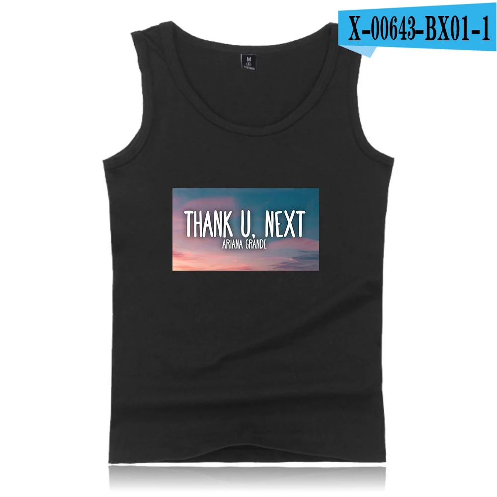 Black Ariana grande thank you next Новые Топы на бретелях, популярные крутые повседневные Модные топы без рукавов для мужчин/женщин, одежда больших размеров - Цвет: Black