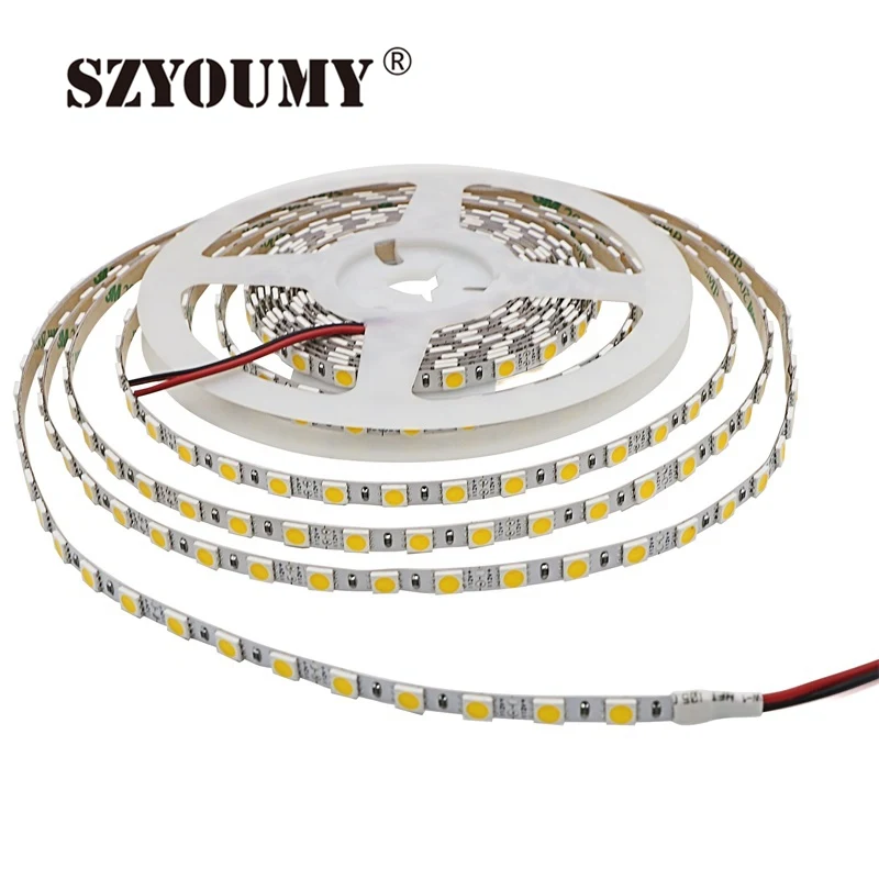 Szyoumy Светодиодные полосы SMD 5050 свет не Водонепроницаемый Клейкие ленты fita 5 м 420led DC 12 В Surper яркий 84led/ м полосы Клейкие ленты