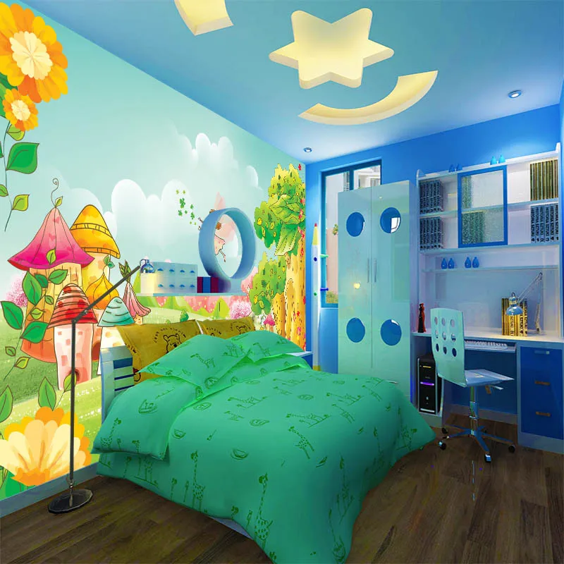 

3D 5D children's room wallpaper cartoon bedroom dream warm sunflower mural male and girl fresh wall silk cloth wall paper