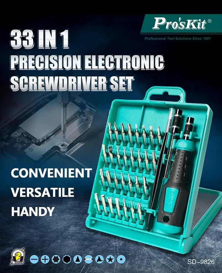 Pro'sKit 33 в 1 Набор отверток SD 9826 прецизионный набор электроотверток Магнитная