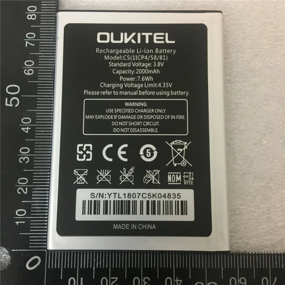 New Mobile phone battery OUKITEL C5 battery 2000mAh Original battery High capacit Mobile Accessories OUKITEL phone battery