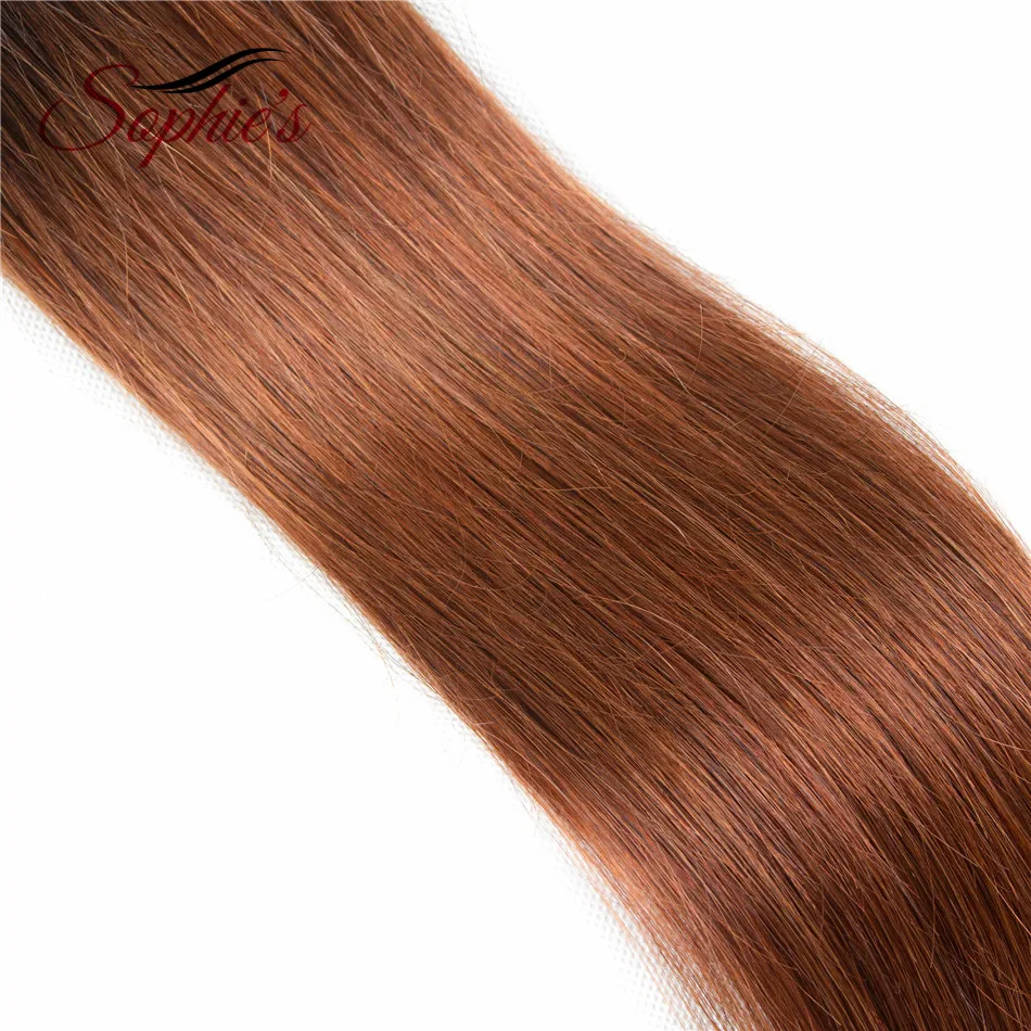 Sophie's Pre-colored Ombre Hair Bundles 4 Bundles T1B/33 Color Human Non-Remy Straight Brazilian Hair Weaves Hair Extensions