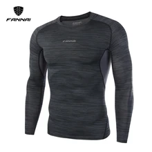Fannai Мужская футболка с длинным рукавом для фитнеса, баскетбола, бега, спортивные футболки для мужчин, термо-мышечный спортзал, бодибилдинг компрессия Набор спортивного трико