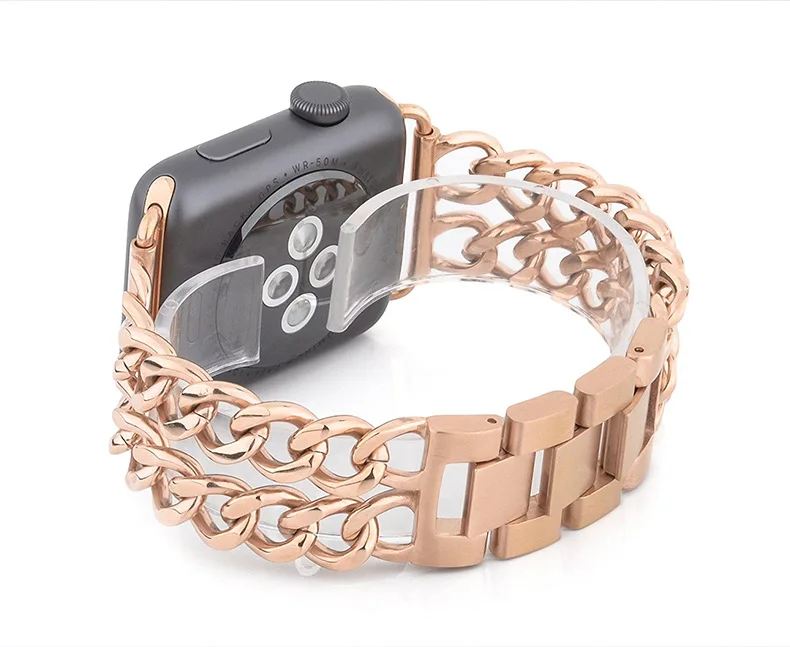 Браслет из нержавеющей стали розового золота, модный ремешок для Apple Watch, 42 мм, Роскошные ремешки для часов, браслеты для iWatch серии 38 мм