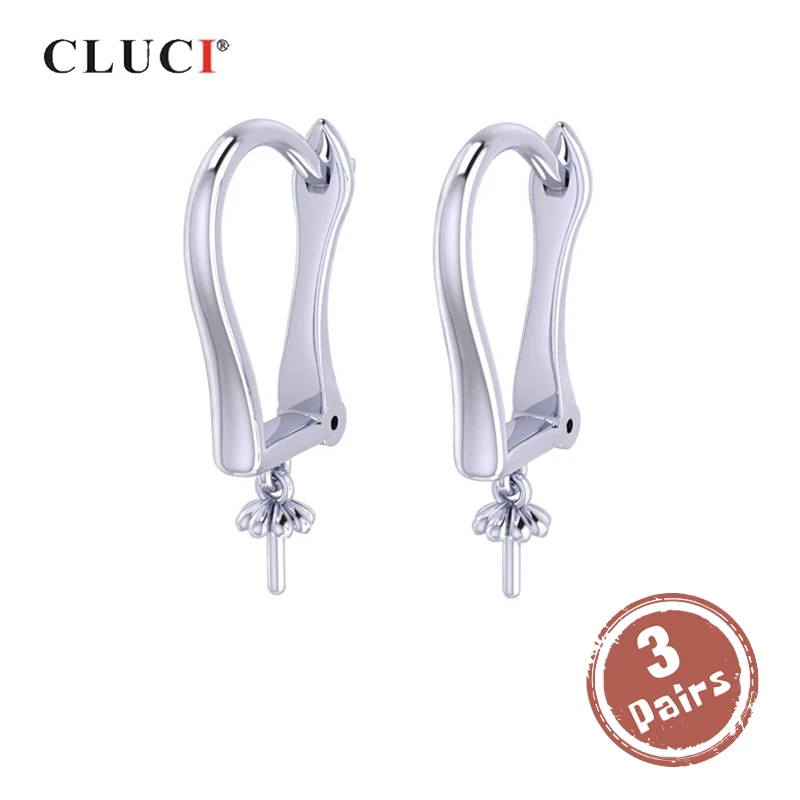 

CLUCI 3 pair wholesale 925 Silver Drop Earrings Fine Jewelry Pearl Earrings Mounintgs for Women Luxury Silver 925 Drop Earrings