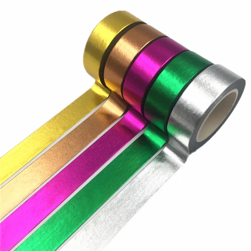 15mm*10m Gold Foil Washi Tape Silver/Gold/Copper/Rose/Green Color