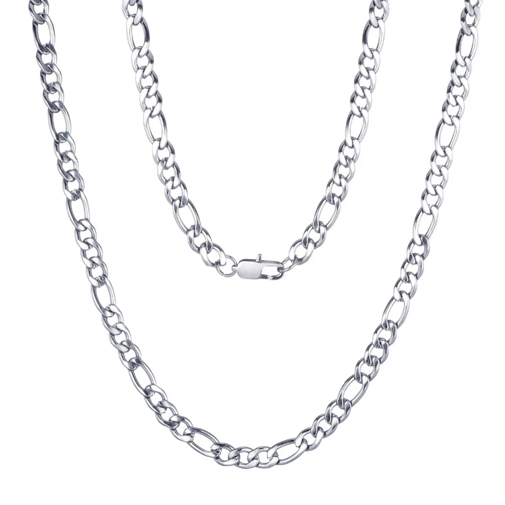 Ширина бедер 4 мм/6 мм золото серебро 316L нержавеющая сталь Figaro цепочка на шею для мужчин ювелирные изделия 20-30 дюймов Длина ожерелья в подарок