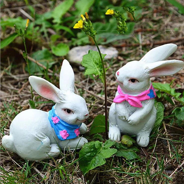 

Pastoral Cute Rabbit Ornaments Resin Crafts Gardening Landscape Sculpture Figurines Scenery Garden Courtyard Decoration Animals