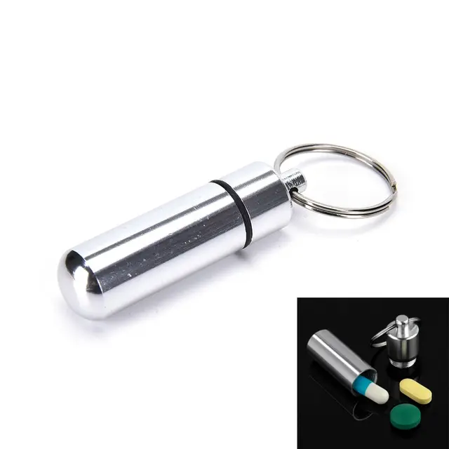 Multifunction Keychain Waterproof Aluminum Medicine Pill Box Case