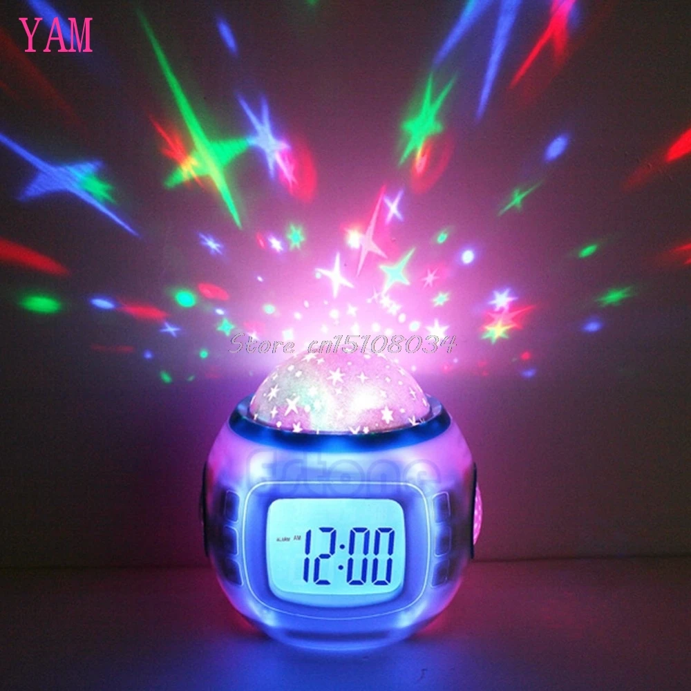  Sky Star Children Baby Room Night Light Projector Lamp Bedroom Music Alarm Clock S08 Wholesale&Drop - 32683960616