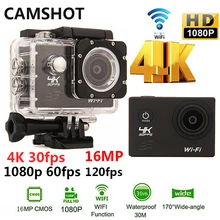 CAMSHOT Outdoor Sport Action Camera WIFI 4K 30fps 2.0LCD 1080P 60fps underwater waterproof diving Surfing cycling helmet Cam