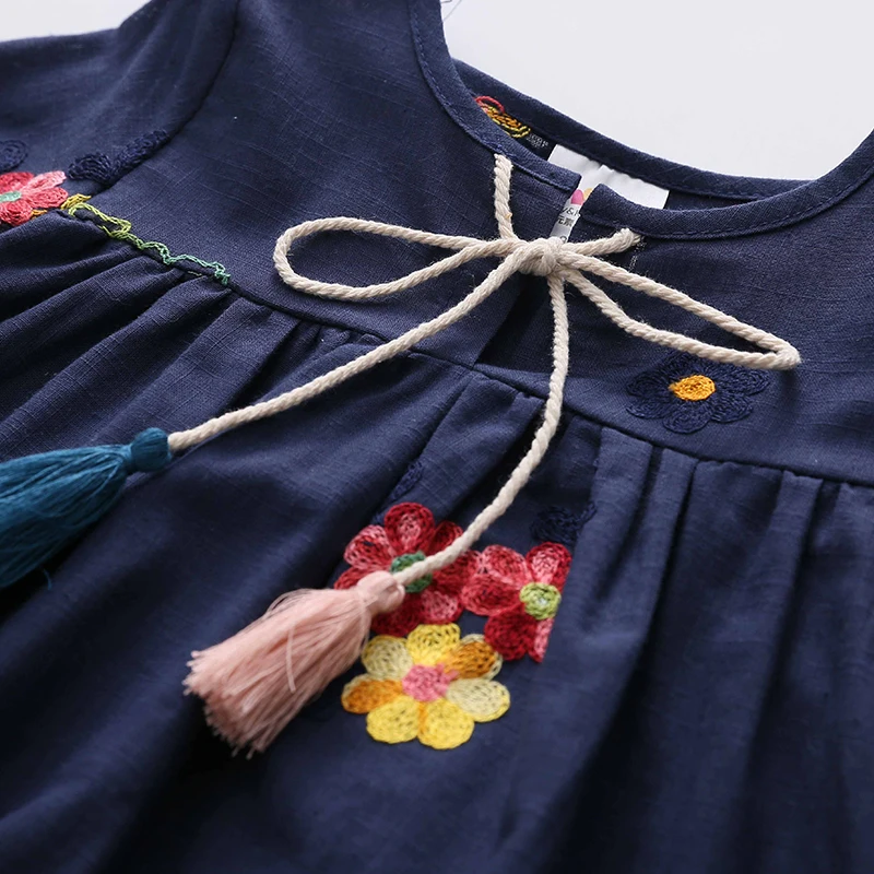 Рубашка с круглым вырезом для маленьких девочек Туника г., Новая Осенняя детская одежда для девочек детские топы с кисточками для девочек от 2 до 8 лет