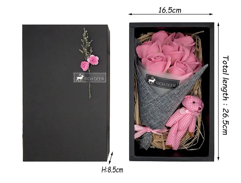 Ручной работы мыло цветы набор медведь Подарочная коробка День матери/учителя подарок на день рождения День Святого Валентина мыло цветок букет гвоздик 7 шт