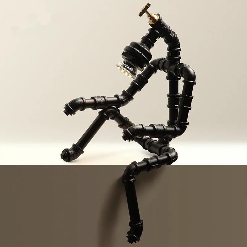 Лофт Винтаж водопровод Настольная лампа персонализированные tieyi лампа робот