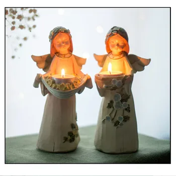 

European Angel Candlestick Figurines Handmand Resin Doll Crafts Valentine 's Day Gifts Birthday Gifts Figurines Candlesticks
